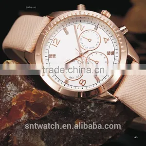 Women Watch Rose Gold Color Plating Pink Strap 3 Subdial Japan Movt Quartz Watch thumbnail-1
