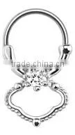 CZ Septum Clicker Nose Piercing Body Jewelry thumbnail-2