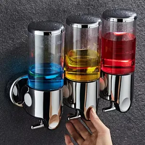 Wall Mounted Hotel Shampoo Dispenser Bathroom Accessories Stainless Steel Liquid Soap Dispenser thumbnail-1