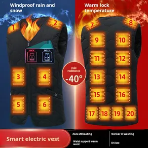 20 Zone Outdoor Fashion Warm Heating Down Usb3 Gear Constant Temperature Vest Intelligent Clothes Jacket thumbnail-2