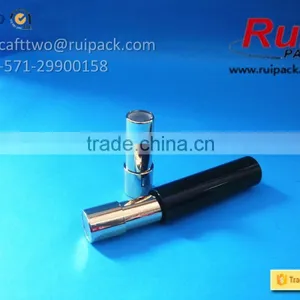 Black Round Lipstick Tube With Mirror, Metal Shiny Gold Lip Balm Tube With Big Cover thumbnail-4