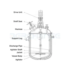 China Supplier Manufacturer 500L-20000L Animal Feed Processing Anaerobic Aerobic Bio Fermentation Equipment System Fermentation Tank Chemical Reactor thumbnail-5