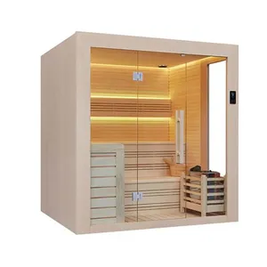 Luxury Multi-user Mixed Infrared Traditional Sauna Room With Modern Design Solid Wood Construction for External Use; thumbnail-5