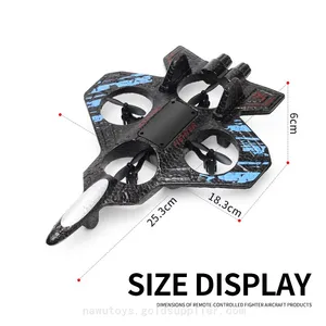 Beginners EPP Remote Control Toys 360° Stunt Rolling Fighter Jet Light up Wireless 2.4GHz Foam RC Airplane for Kids thumbnail-5