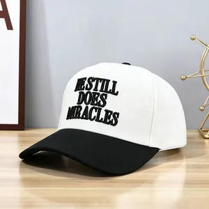Contrast Color Raised Embroidery Ball Caps Structured Crown Curved Visor Urban Lifestyle Casual Walking Recreation Headwear thumbnail-4