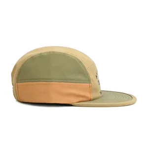 5 Panel Camp Cap Color Block Printed Graphic Flat Brim Outdoor Travel Daily Wear Caps Custom Logo thumbnail-3