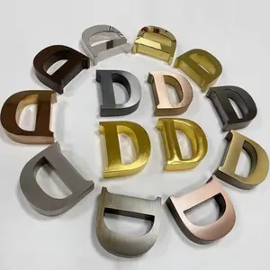 Gold Finish 3D LED Backlit Channel Letter Brushed Stainless Steel Letters thumbnail-4