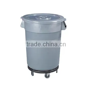 Plastic Trash Can 32gal Water Bucket With Dolly thumbnail-1