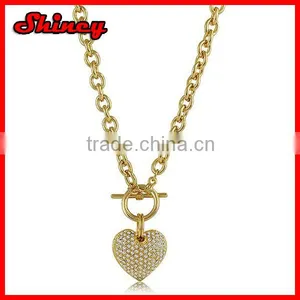 Toggle Clasp Micro Pave Heart With 18k Gold Necklace Designs in 10 Grams thumbnail-1