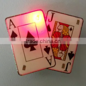 Creative Lovely Design Poker Shaped Led Light Flashing Badge Pins thumbnail-3