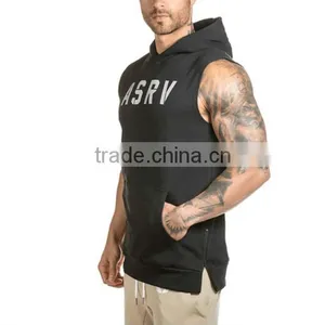 Wholesale Mens Cotton Sleeveless Pullover Gym Hoodies thumbnail-2