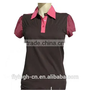 Polo Neck Logo Embroidered Women T Shirts thumbnail-6