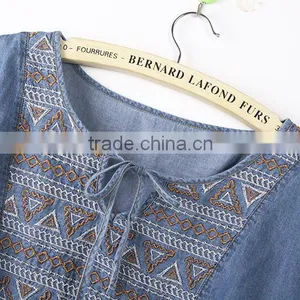 2015 Fashion High Quality Most Fashion Short Sleeve Denim Halter Dress For Women Ladies Europe Casual Dress Women Dresses thumbnail-5