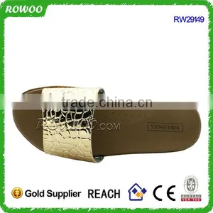 Lady Comfort Gold Patent Metallic PU Rubber Slippers,Sandals and Slipper,Flip Flops thumbnail-2