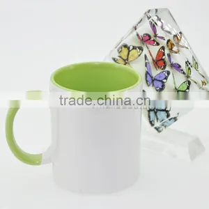Sunmeta 11oz Sublimation Inner & Handle Color Mug Blue Color DIY White Mug for Gift thumbnail-5