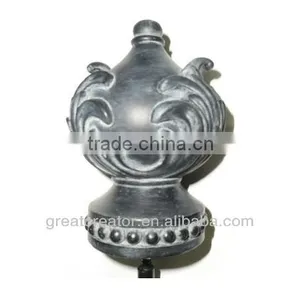 Black Washed Decorative Beaded Resin Finial for Wooden Curtain Rod; Home Decoration Accessories; Manufacturer From China thumbnail-1