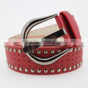 Women's Porpular Studded 35Mm PU Leather Belt With Hematite Buckle thumbnail-2