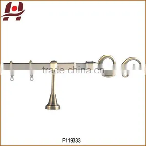 F119333 Metal Iron Telescopic Single Double Brushed Nickel Curtain Rod thumbnail-1