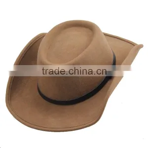 Brim Rolled Australian Wool Felt Fedora Cowboy Hat thumbnail-1