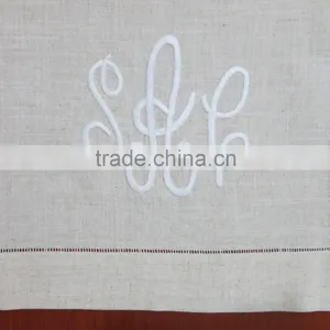 Monogram Beige Linen Table Runner thumbnail-2