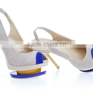 Hot Sell Elegant Mature Popular White Real Leather High Heel Sandals for Women thumbnail-2