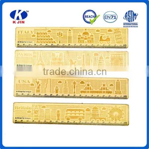 2016manufacturer Custom Full City Printing Wooden Ruler at 19cm for Gifts thumbnail-1
