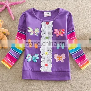 2-6Y (65512#Purple&Fuchsia)Flags Kids Baby Girl Cotton Jersey Chilren New Butterfly t Shirt thumbnail-4