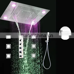 Luxury Bathroom Accessories 5 in 1 Multicolor Remote Control Embed Ceiling Led Rainfall Waterfall Shower Set thumbnail-4