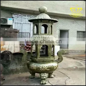 The Bronze Censer Temple Round Rectangle Copper Incense Burner thumbnail-6