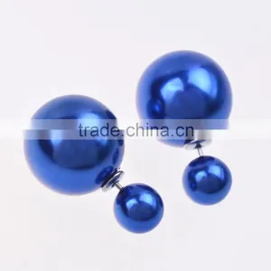 Wholesale Fashion Candy Color Jewelry Big Pearl Earrings New Arrival Double Pearl Pendientes Women's Trendy Stud Earrings thumbnail-5