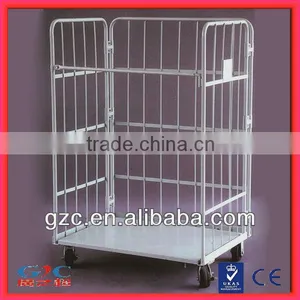 500kg Load Warehouse Logistic Workshop Steel Wire Foldable Roll Trolley Cart Gray thumbnail-1