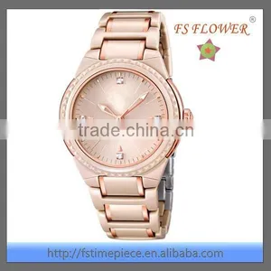 Vogue Fashion Cutting Bezel Tone Color Plated Luxury Women Watch thumbnail-1