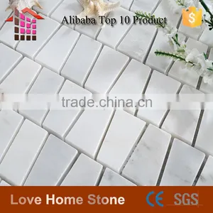 Carrara White Mosaic Tile, Trapezoid Tile Backsplash thumbnail-3