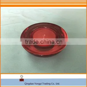 Red Round Glass Holder With Tealight Candle thumbnail-2