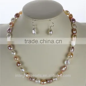 AAA 10mm Mixed Color Freshwater Big Baroque Pearl Set thumbnail-2