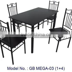Classic Simple Black Colour Metal Dining Room Sets Furniture With Table And Chairs In 1+4 For Home thumbnail-1