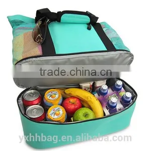 Mesh Beach Tote Bag With Insulated Picnic Cooler Beach Bag With Pockets and Zipper(YX-Z134) thumbnail-5