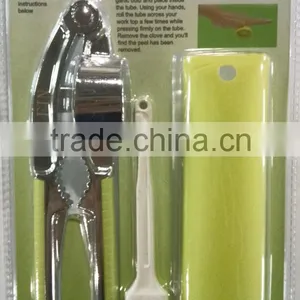Garlic Press And Peeler Set ,3 Pieces Kichen Tools ,With Stainless Steel Garlic Press ,Silicone Garlic Peeler ,Cleaning Brush thumbnail-6