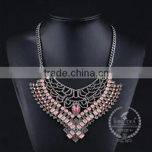 High Quality Vintage Rhinestone Chunky Statement Necklace Tin Alloy Fashion Women Pendant Necklace 6390090 thumbnail-1