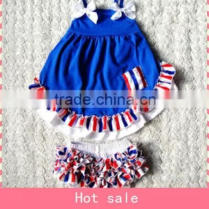 High Quality 4th of July Girls Boutique Sets ,beautiful Frocks Baby Cotton Frocks , Kids Beabutiful Outfits Wholesale thumbnail-1