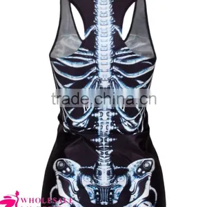 High Quality Milk Silk Underwaist Tank Top Women Bones/X Ray/Skeleton Black Summer Tank Top BX006 thumbnail-2