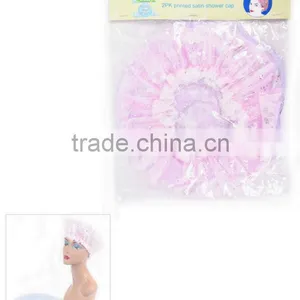 Hot Selling Fashionable New Style EVA Printed Satin Shower Cap for Woman Lady thumbnail-1