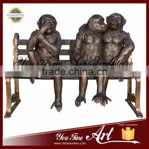 Garden Decorative Statue Bronze Monkey Statues on Beach thumbnail-5