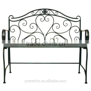 Outdoor Antique Wrought Iron Garden Bench thumbnail-4