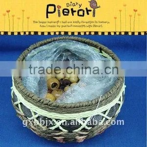 Brown Round Paper Rope Woven Iron Frame Sundries Storage Box thumbnail-1