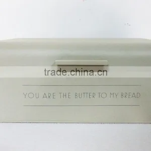 Rectangular Cream Food Kitchen Storage Enamel Bread Bin Box thumbnail-1