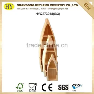 Wholesale Natural Unfinished Mini Wooden Boat Craft thumbnail-1
