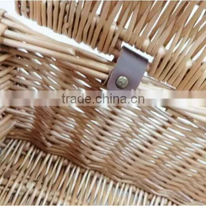 Wholesale Premium Handmade Natural Rectangular Empty Wicker Traditional Gift Hamper Basket With Lid thumbnail-5