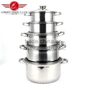 12pcs Premier Japanese Cookware Set Stainless Steel Pot With Silver Colored Surface thumbnail-1