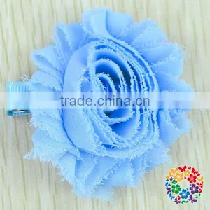 2015 Wholesale Beautiful Purple Artificial Chiffon Flower Shabby Flower Hair Clips For Kids & Girls thumbnail-3